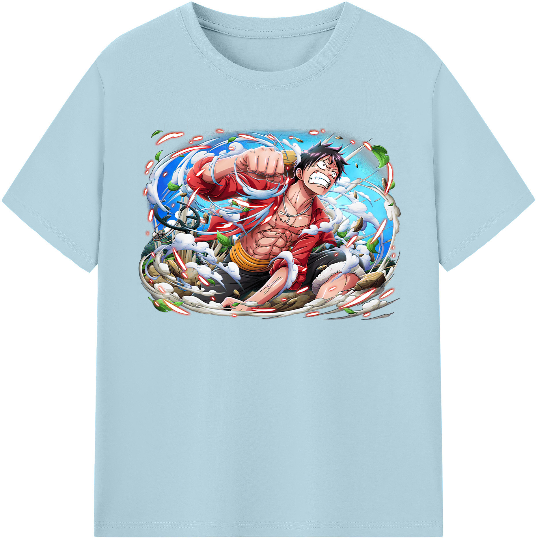ワンピース モンキー・D・ルフィ ONE PIECE Monkey D. Luffy 綿100％半袖Tシャツ（フロントプリント）